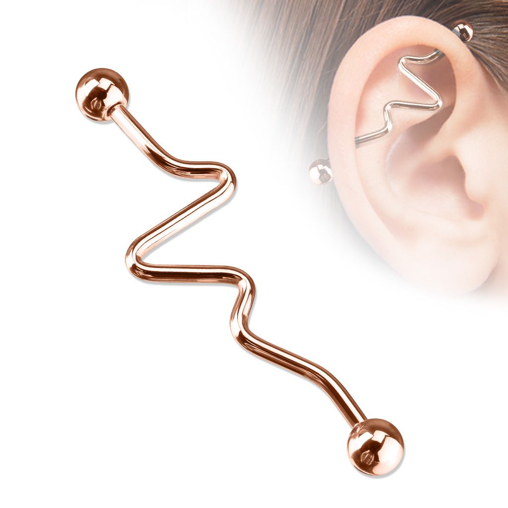 Industrial piercing 1,6 x 38 mm (růžové zlato)