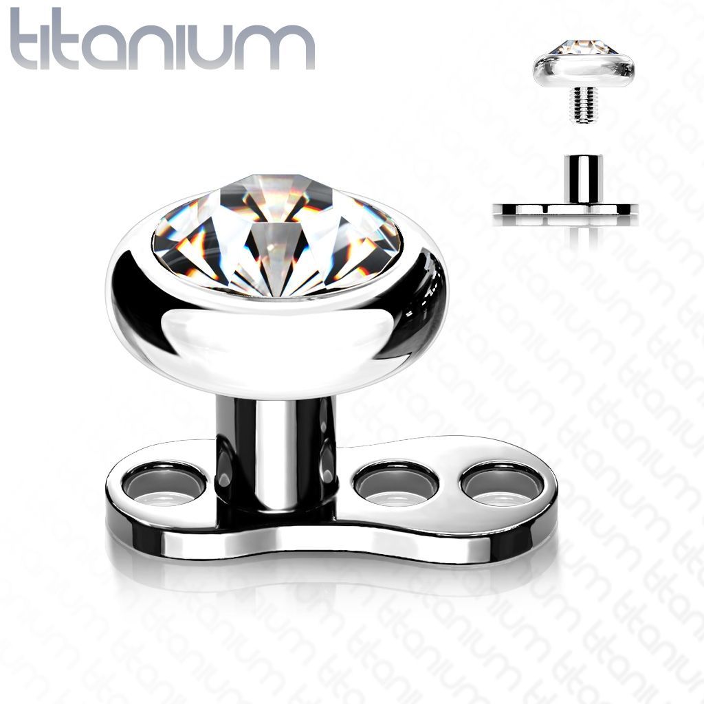 Levně Kompletní microdermal piercing 1,2 mm - čirý kamínek (5 mm) - MD028C-05