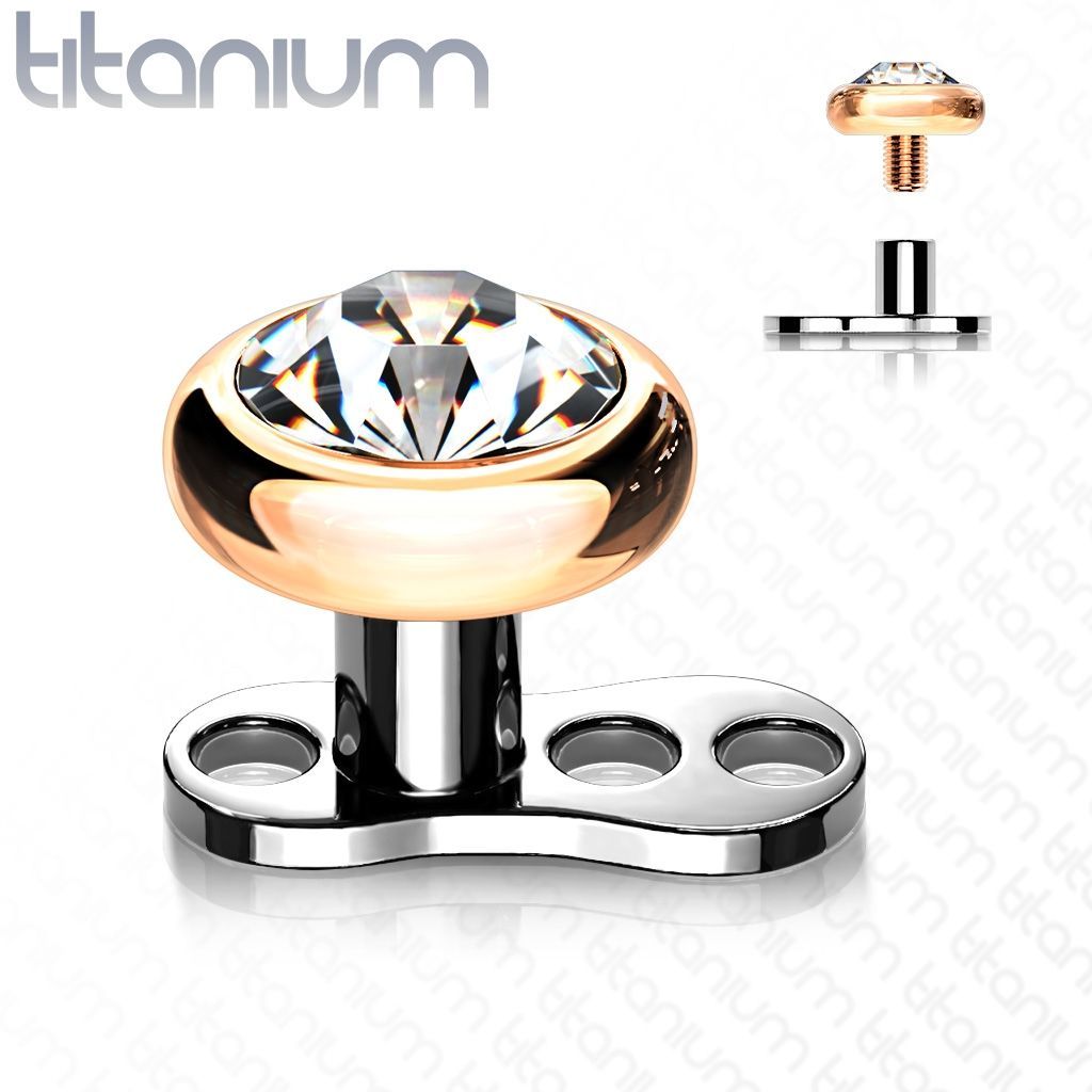 Kompletní microdermal piercing 1,2 mm - kamínek 4 mm - MD028RD-04