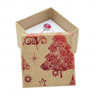 Vánoční dárková krabička na prsten/náušnice - červený motiv