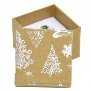 Vánoční dárková krabička na prsten/náušnice - stříbrný motiv