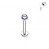Piercing do brady - labreta (červená, 3 mm, 1,2 x 8 mm)