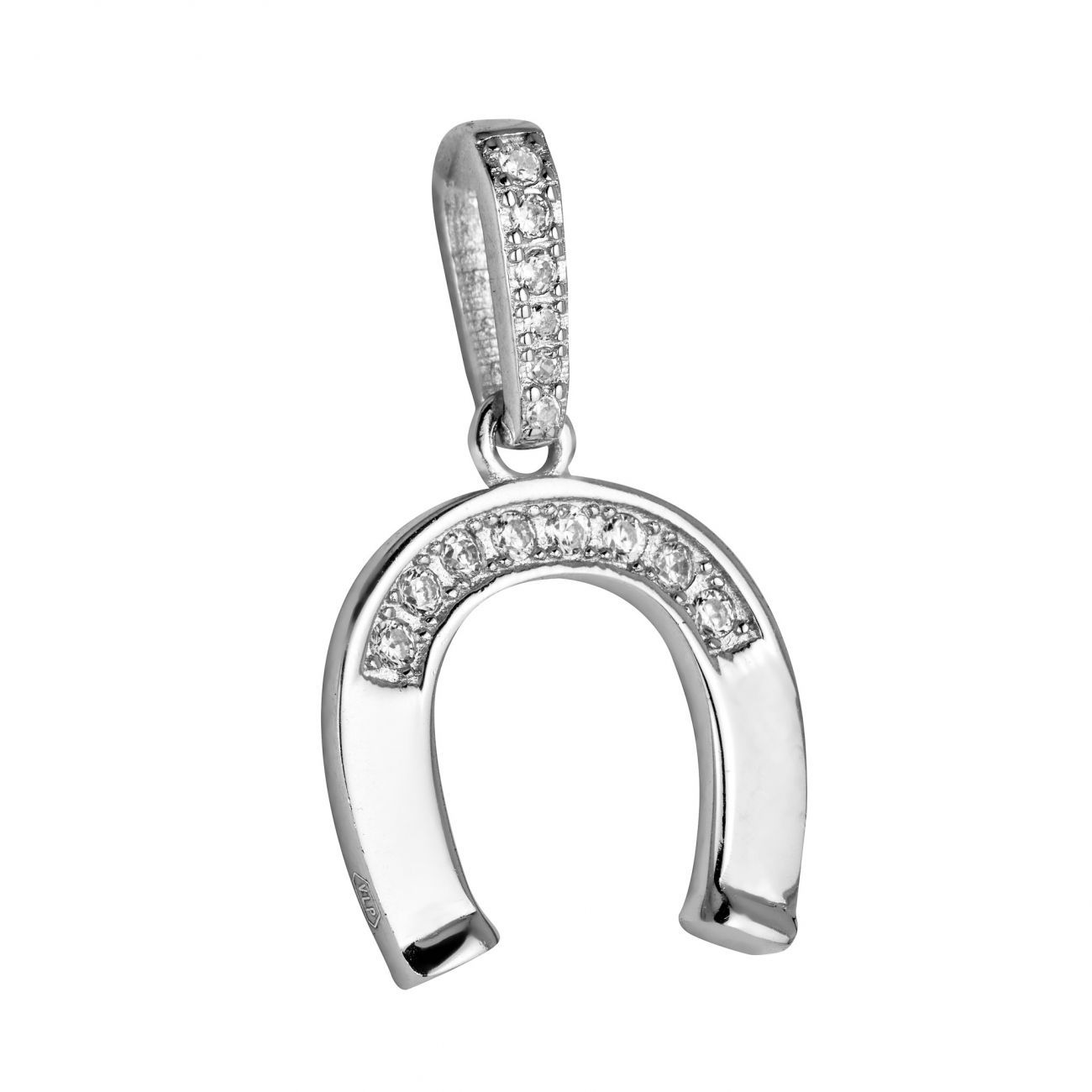 NUBIS Stříbrný přívěsek - podkova se zirkony - NB-4071