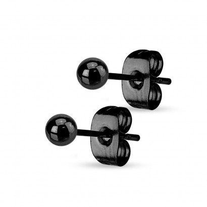 Ocelové náušnice - kuličky černé (4 mm)