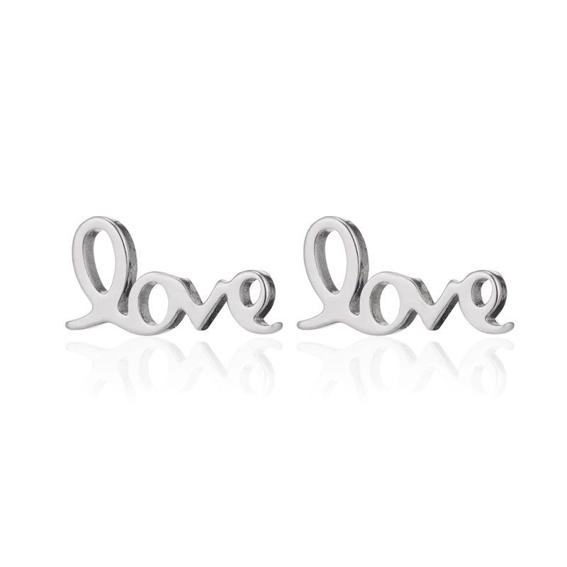 Levně S4U Ocelové náušnice LOVE - OPN1755-ST