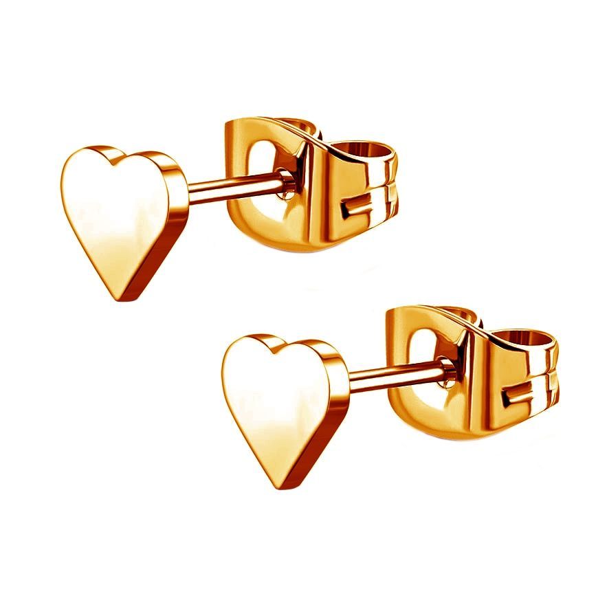 S4U Zlacené ocelové náušnice srdíčka - OPN1698-RD