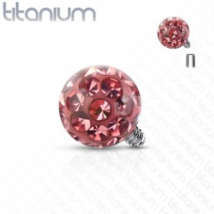 Ozdobná kulička k dermálu TITAN, závit 1,6 mm, barva: růžová