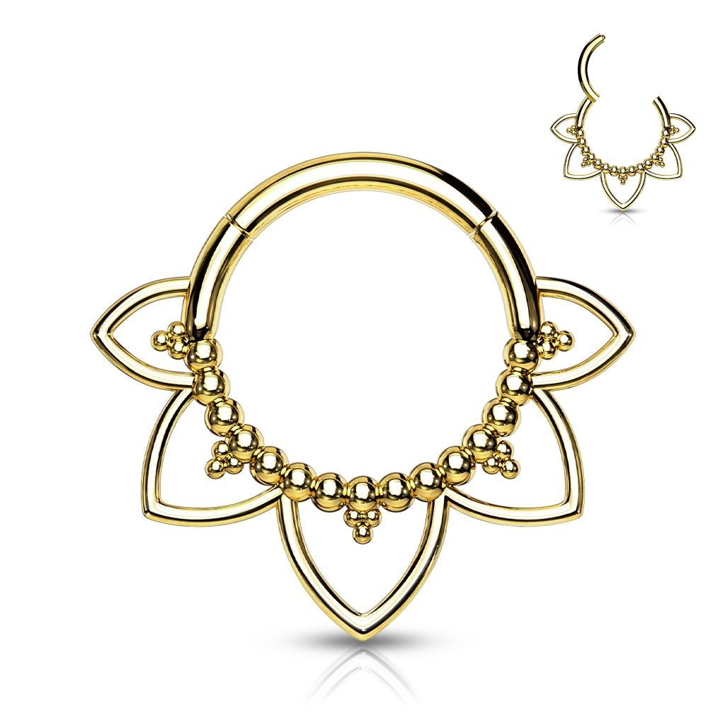 Levně Zlacený ocelový piercing do nosu - septum - NS0033-GD