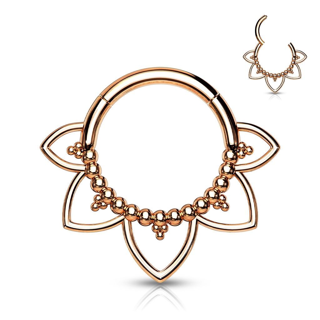Levně Zlacený ocelový piercing do nosu - septum - NS0033-RD