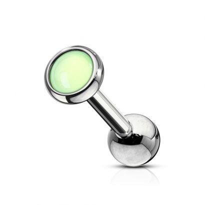 Cartilage piercing do ucha s kamenem (zelená, 1,2 x 6 mm)