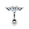 Piercing do pupíku - okřídlené srdce (růžová)
