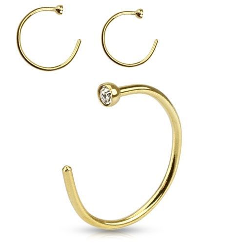 Zlacený piercing do ucha/nosu se zirkonem (8 mm) - N0063-08