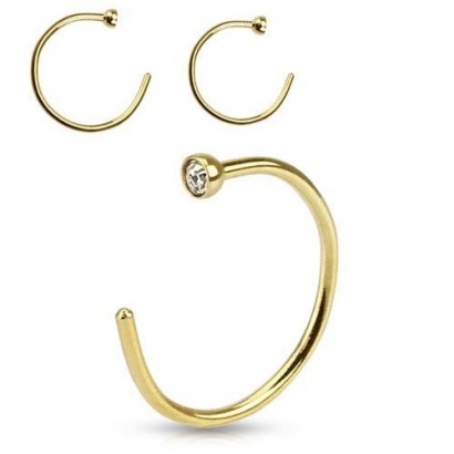 Zlacený piercing do ucha/nosu se zirkonem (10 mm)