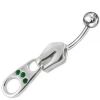 Stříbrný piercing do pupíku - zip (tyrkysová)