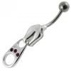 Stříbrný piercing do pupíku - zip (tyrkysová)