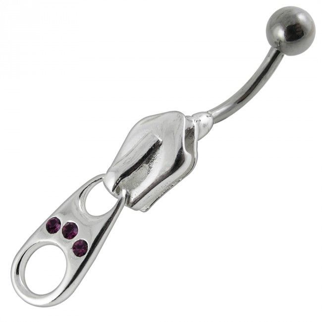 S4U Stříbrný piercing do pupíku - zip (fialová) - BP01007-A