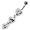 Stříbrný piercing do pupíku - srdíčka (růžová)