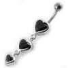 Stříbrný piercing do pupíku - srdíčka (růžová)