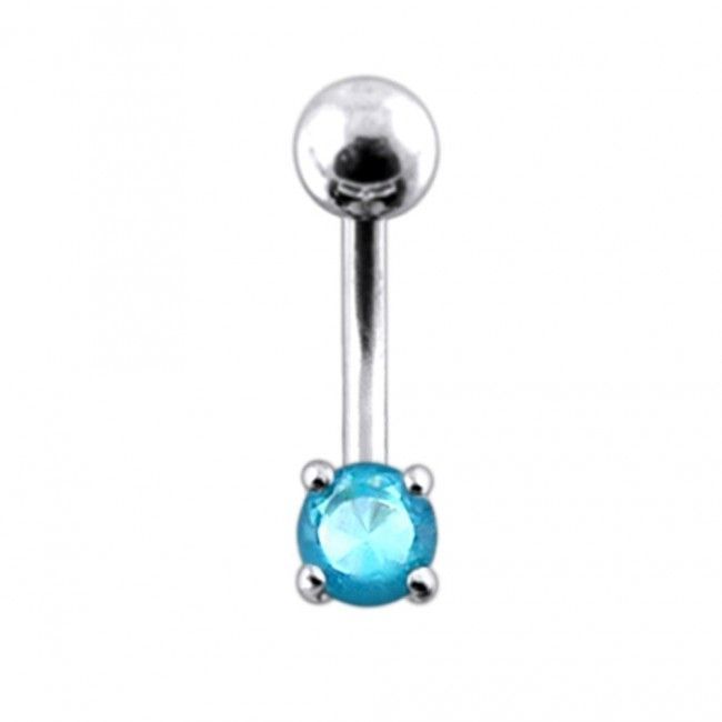 S4U Stříbrný piercing do pupíku, zirkon (tyrkysová) - BP01027-Q