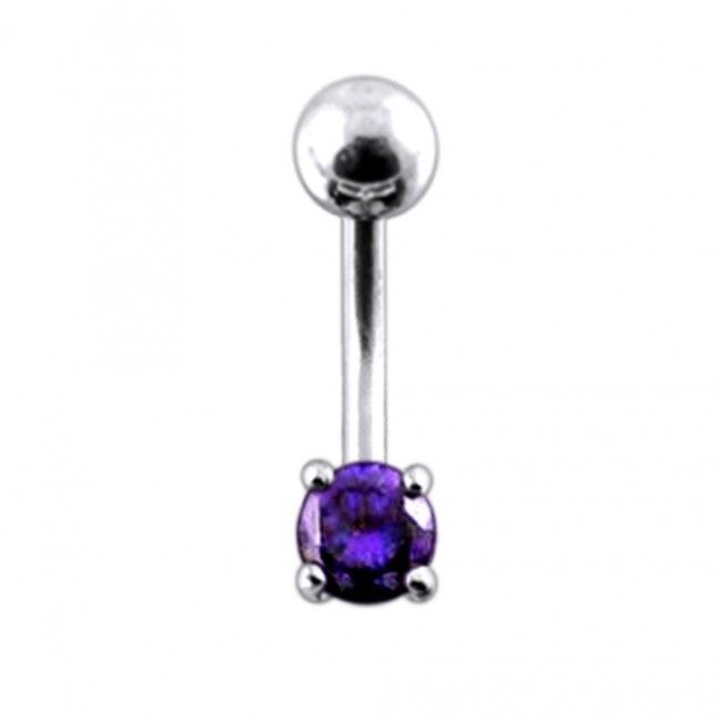 S4U Stříbrný piercing do pupíku, zirkon (tmavě fialová) - BP01027-A