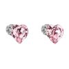 Stříbrné náušnice pecka s krystaly Swarovski růžové srdce 31139.3