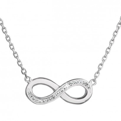 Stříbrný náhrdelník s krystaly Swarovski bílé infinity,osmička-nekonečno 32023.1