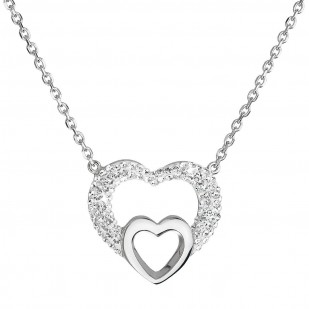 Stříbrný náhrdelník s krystaly Swarovski bílé srdce 32032.1
