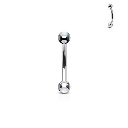 Piercing do obočí zdobený opálem (bílá)
