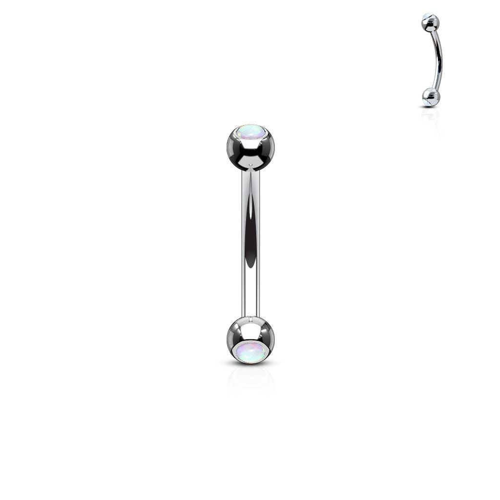 Levně Piercing do obočí zdobený opálem (bílá)