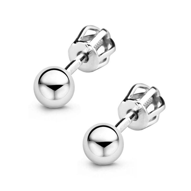 NUBIS Stříbrné šroubovací náušnice kuličky 4mm - NB-3297-04