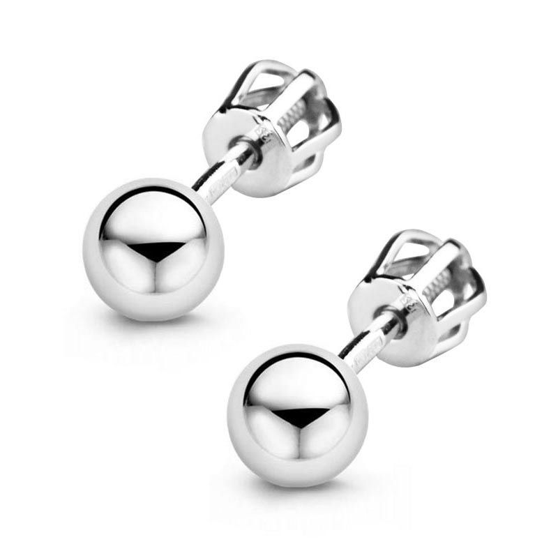 NUBIS Stříbrné šroubovací náušnice kuličky 5mm - NB-3297-05