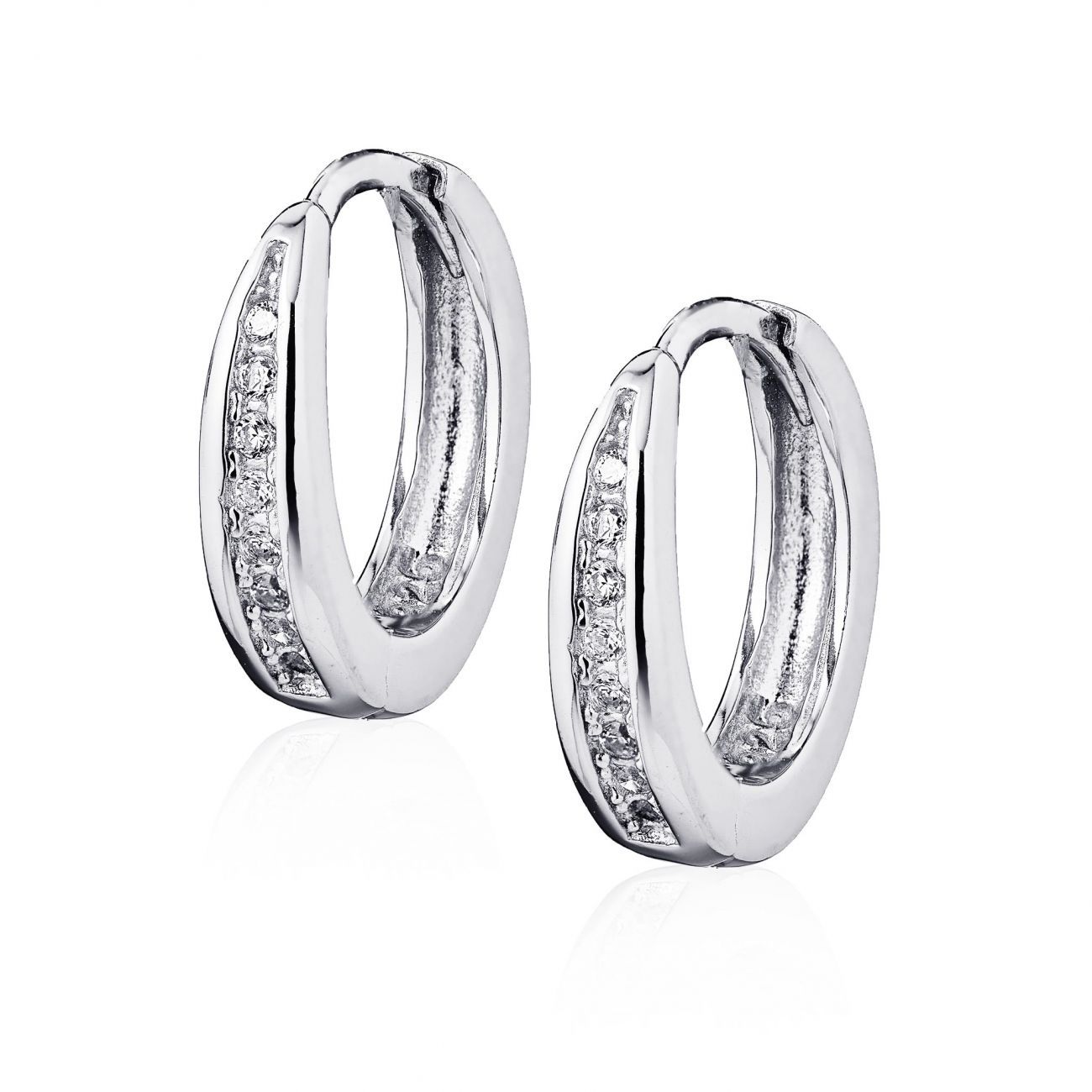 NUBIS Stříbrné náušnice kroužky se zirkony - NB-3238