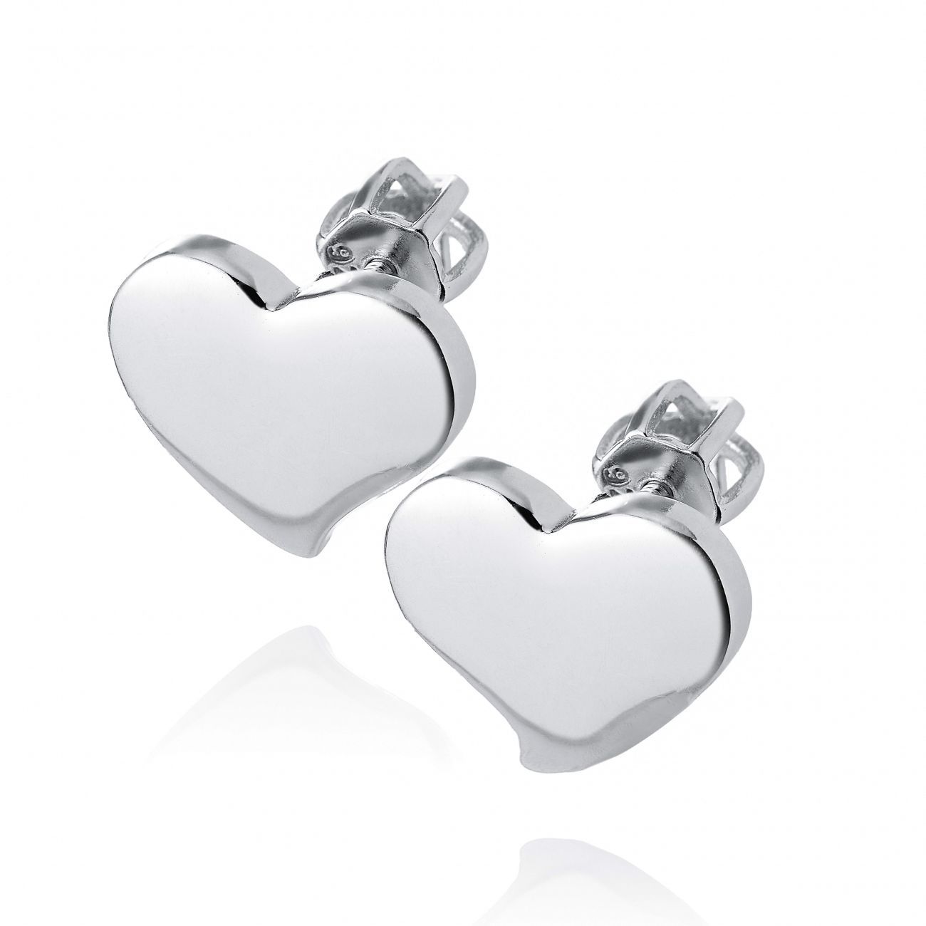 NUBIS Stříbrné šroubovací náušnice srdce - NB-3223