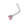 Zahnutý piercing do nosu s kamínkem (čirá)