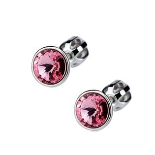 S4U Šroubovací stříbrné náušnice s kameny Crystals from SWAROVSKI, barva: Light Rose - CS5701-LR