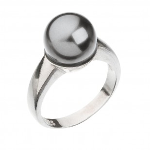 Stříbrný prsten se Swarovski perlou šedý 35022.3 vel. 54