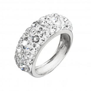 Stříbrný prsten s krystaly Swarovski bílý 35031.1