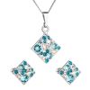 Sada šperků s krystaly Swarovski náušnice, řetízek a přívěsek modrý kosočtverec 39126.3 turquoise