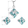 Sada šperků s krystaly Swarovski náušnice, řetízek a přívěsek modrý kosočtverec 39126.3 turquoise