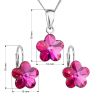 Sada šperků s krystaly Swarovski náušnice, řetízek a přívěsek růžová kytička 39143.3 fuchsia