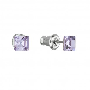 Náušnice bižuterie se Swarovski krystaly fialová čtverec 51052.3 violet