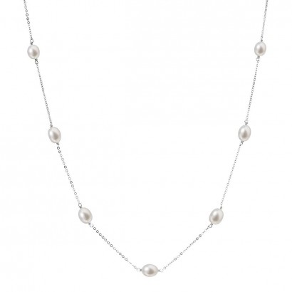 Perlový náhrdelník z pravých říčních perel bílý 22016.1