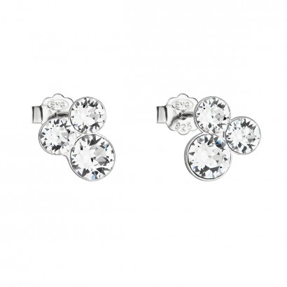 Stříbrné náušnice pecka s krystaly Swarovski bílé kulaté 31272.1
