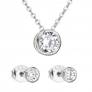 Sada šperků se zirkonem v bílé barvě náušnice a náhrdelník 19007.1