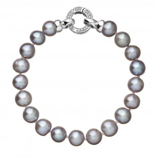 Perlový náramek z pravých říčních perel šedý 23010.3