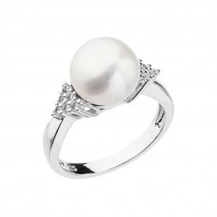 Stříbrný prsten s bílou říční perlou 25002.1