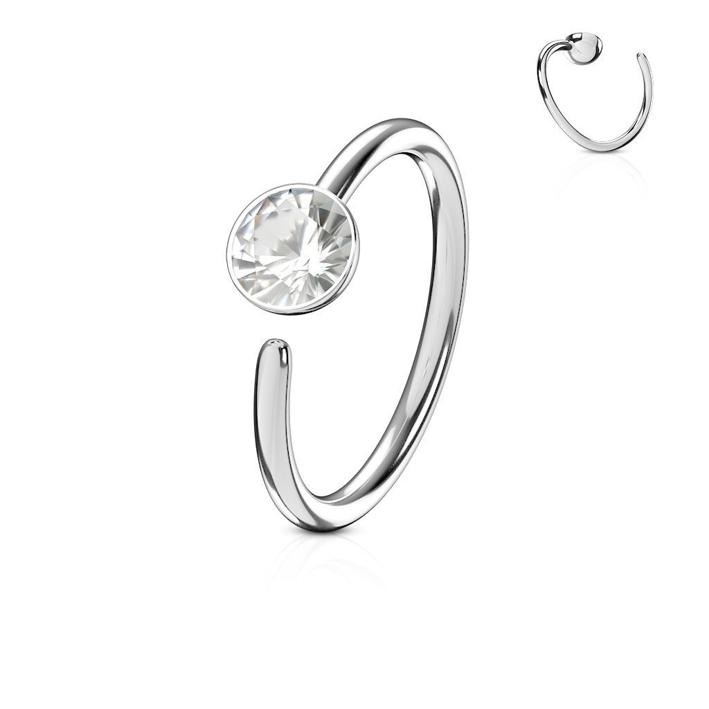 Levně Piercing do nosu/ucha kruh se zirkonem (čirá)