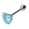 Piercing do jazyku - srdce (tyrkysová)