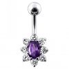 Stříbrný piercing do pupíku (čirá/růžová)