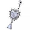 Stříbrný piercing do pupíku (čirá/čirá)
